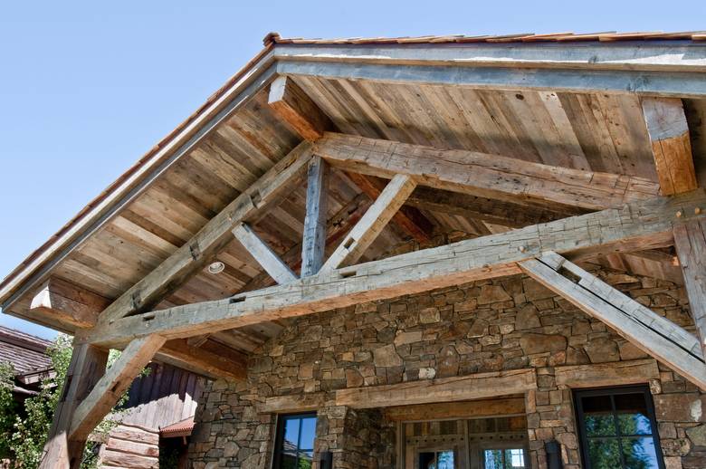 Hewn Truss and Barnwood Ceiling