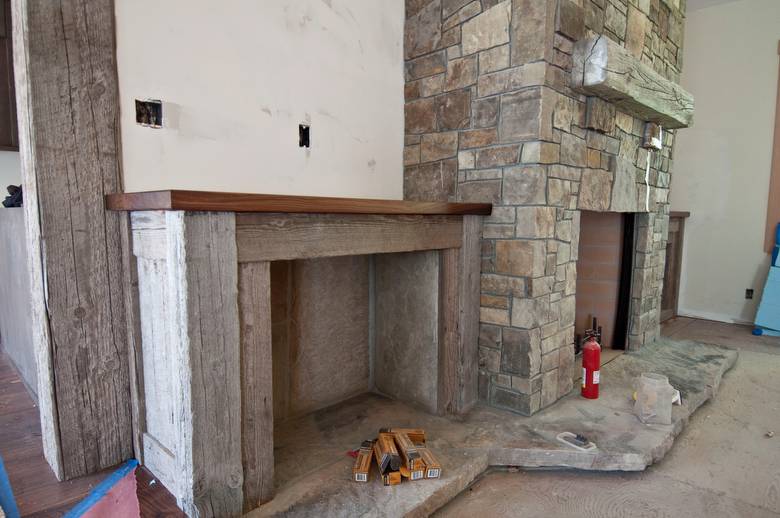 Weathered TWII Timber Mantel and Cabinet