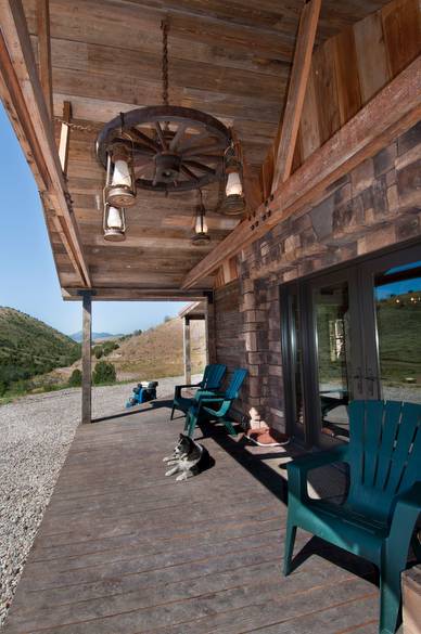 3/8" syp ceiling, brown barnwood trusses, picklewood post in background