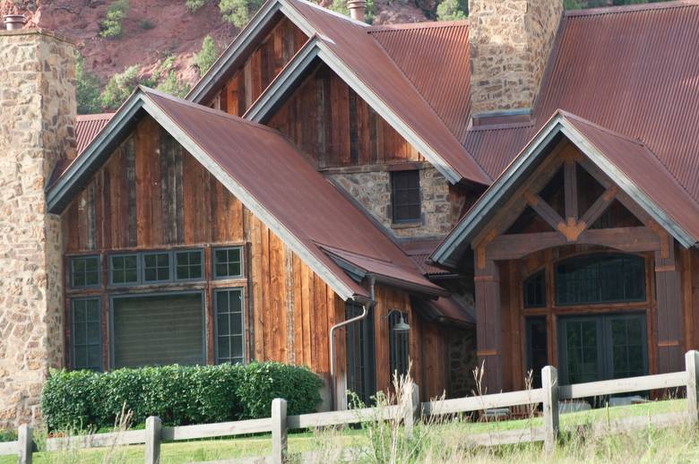 Brown barnwood siding  and Weathered timbers