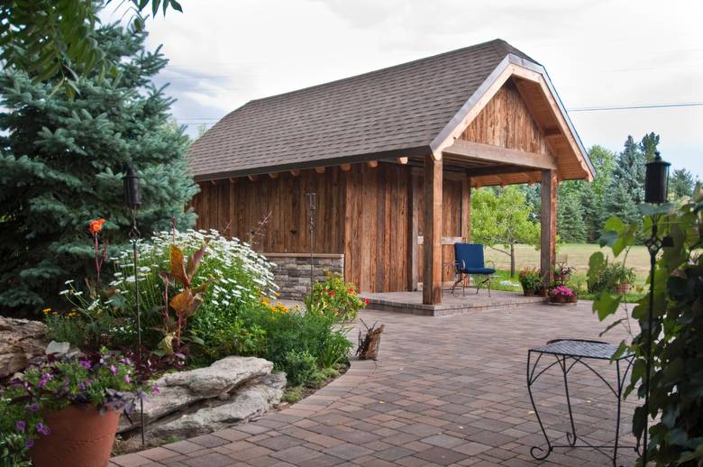 Greenhouse with Mushroomwood siding and Brown Barnwood