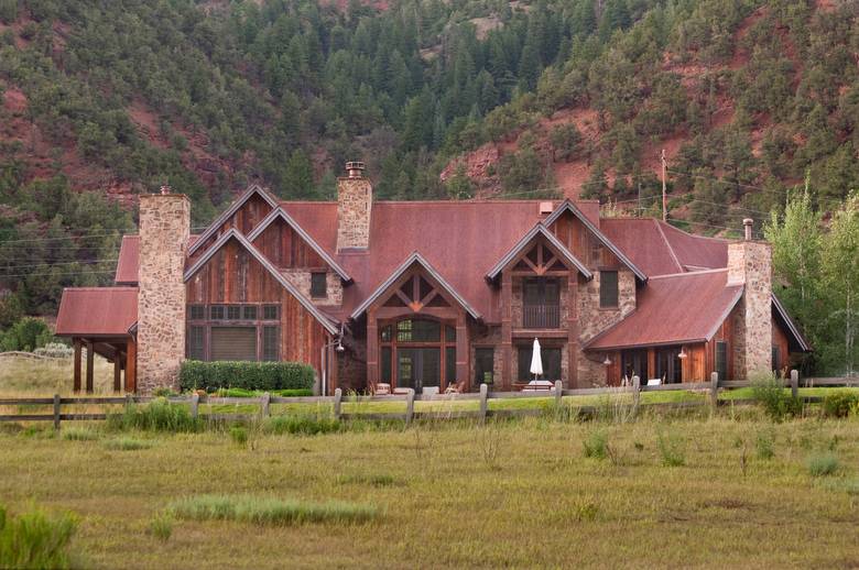 Brown barnwood siding  and Weathered timbers