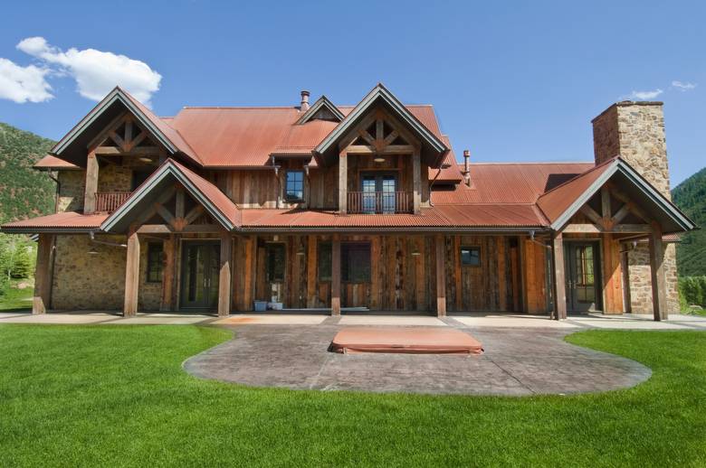 Brown barnwood siding  and Weathered timbers