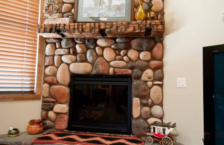 Hand-Hewn Mantel--Top Face is cut to allow a flat surface