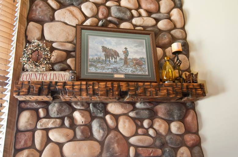 Hand-Hewn Mantel--Top Face is cut to allow a flat surface