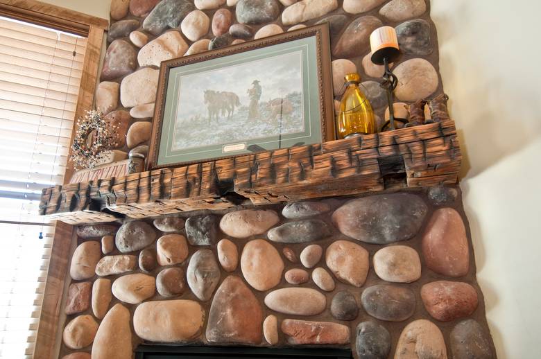 Hand-Hewn Mantel--Top Face is cut to allow a flat surface