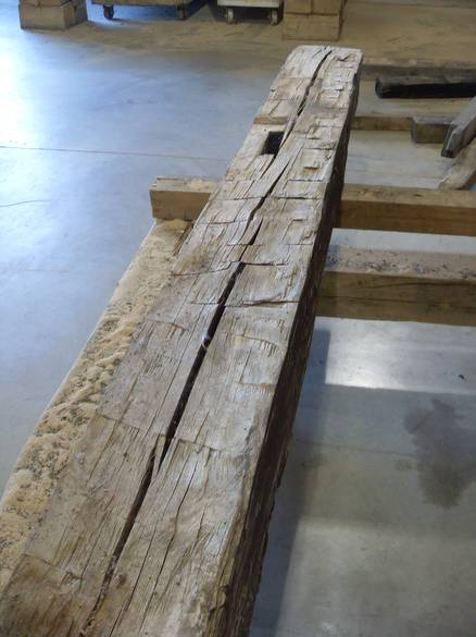 Hand Hewn Timber for approval. Showing one mortise pocket. (the only one on this timber)