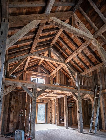 Antique Brown Barnwood and Hand-Hewn Timbers