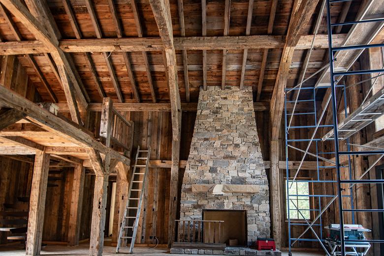 Antique Brown Barnwood and Hand-Hewn Timbers