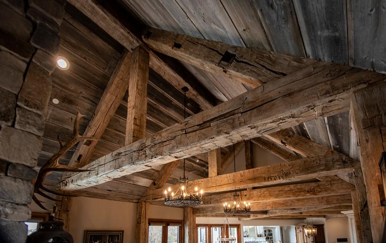 Hand-Hewn Timbers and Antique Gray Barnwood