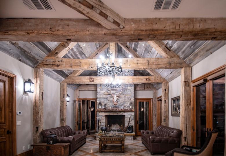 Hand-Hewn Timbers and Antique Gray Barnwood