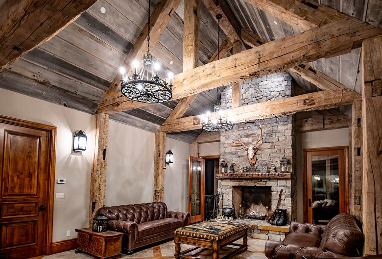 Hand-Hewn Timbers and Antique Gray Barnwood