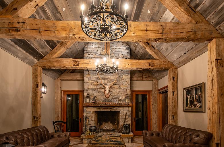 Hand-Hewn Timbers and Antique Gray Barnwood