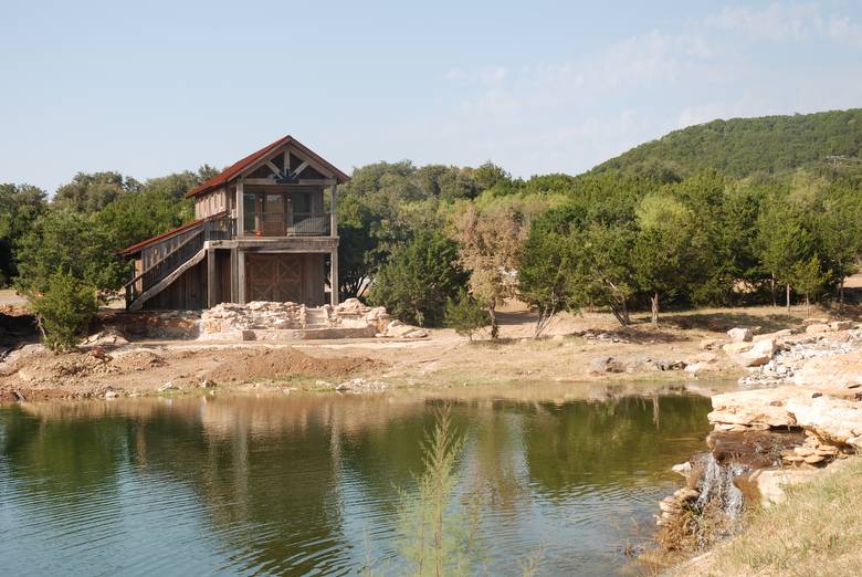 Garage/Guest Quarters viewed across the water