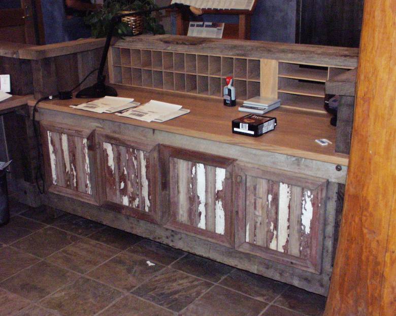 Barnwood Reception Desk / Gray Antique Barnwood and Barnwood with Paint
