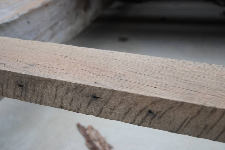 Oak 2" Material with Naily Edge (Wire Brushed)--note nail holes in edge.  The nails may be removed or broken off inside the wood.