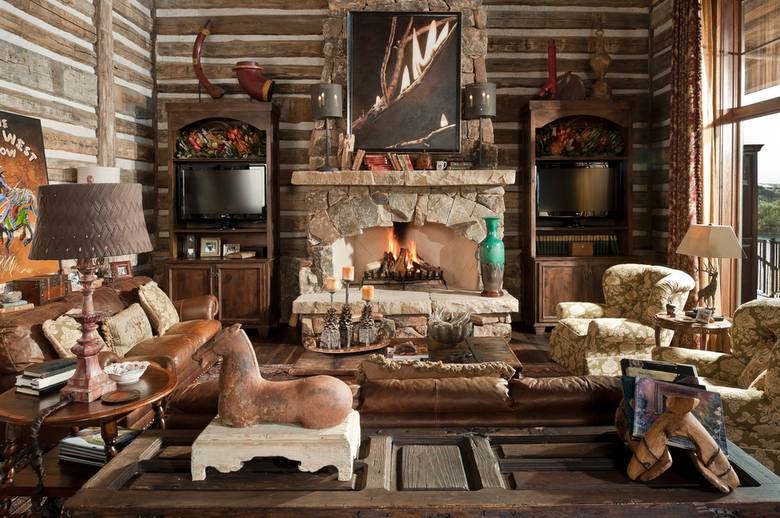 Texas Lake House Living Room Patio