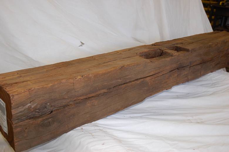 Hand Hewn Hickory Mantel - Finished with Lt. Brn. wax