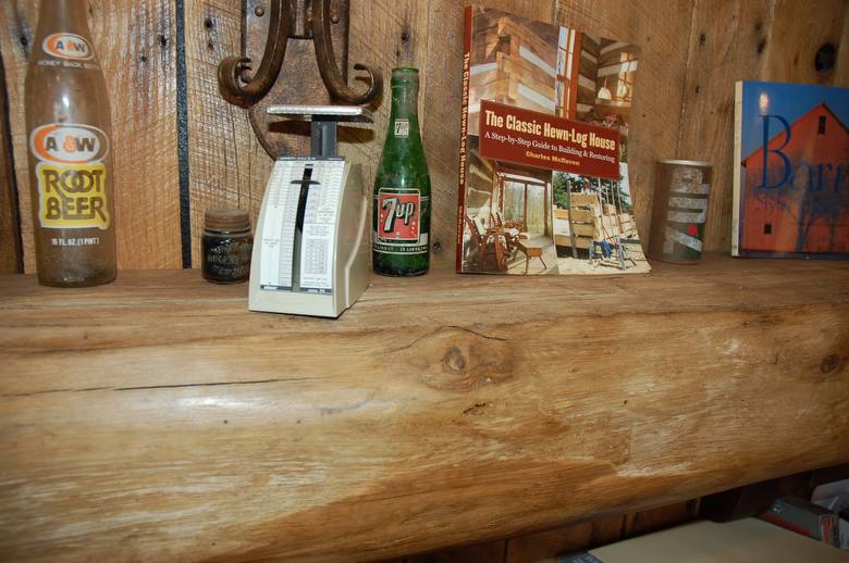 Hand Hewn Oak Sleeper Mantel - Finished with Lt. Brn. wax