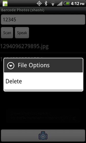 Option to delete a photo
