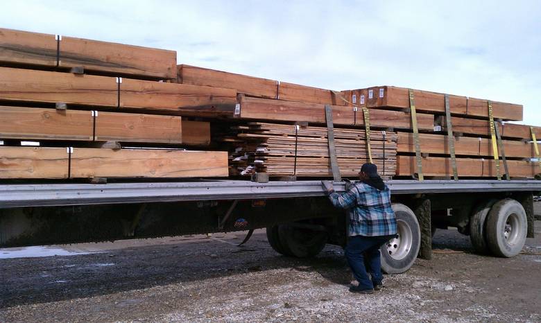 Load of Trestlewood II Circle-Sawn Timbers and TWII 1x8 C-S Resawn Slabs