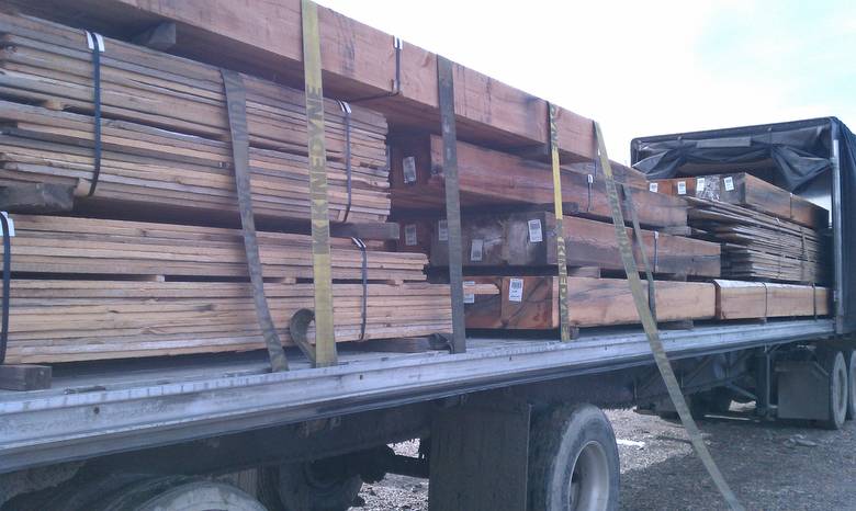 Load of Trestlewood II Circle-Sawn Timbers and TWII 1x8 C-S Resawn Slabs