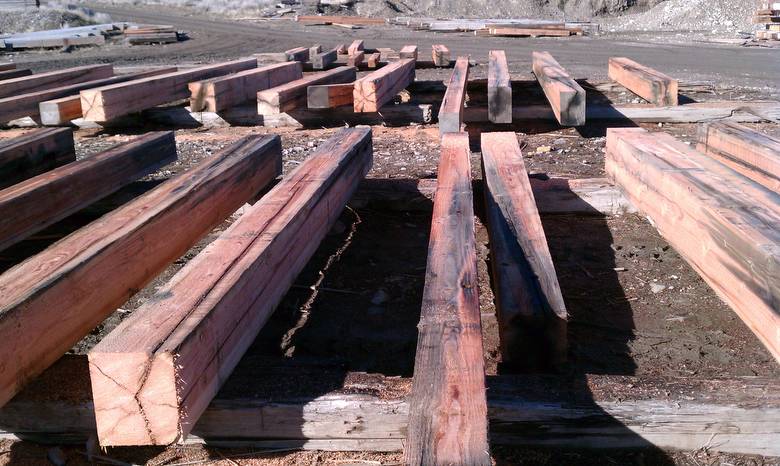 TWII Character Timbers cut from Butt Ends of Piling--checking and staining