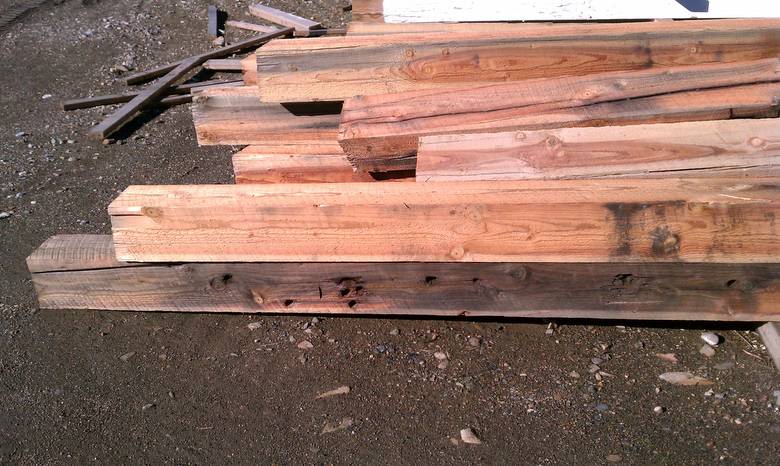 TWII Character Timbers cut from Butt Ends of Piling--holes and stain