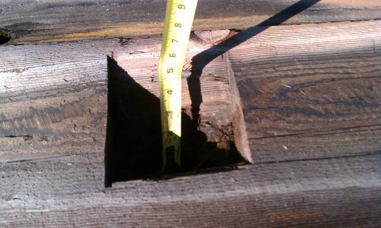 TWII Character Timbers cut from Butt Ends of Piling--notch from metal removal