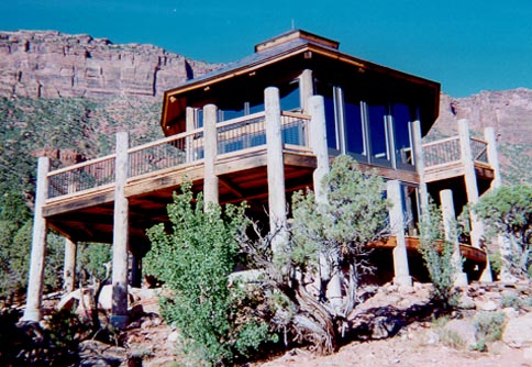 Moab, Utah Unique Timber Frame / Douglas Fir Timbers and Trestlewood II Poles