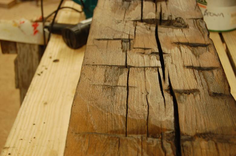 Beech Timber Sample with dark brown wax