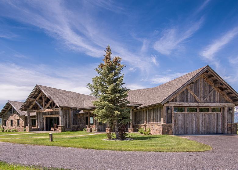 Exterior: Hand-Hewn Timbers/WeatheredBlend Timbers and Antique Gray Barnwood