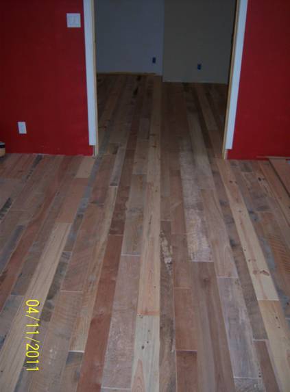Mix of NatureAged Oak, Rescued Mixed Hardwood, Rescued Cherry, Rescued Oak and Southern Yellow Pine Flooring