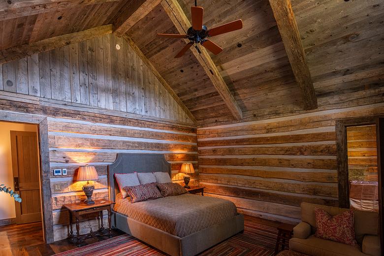 Hand-Hewn Timbers and Antique Barnwood T & G Ceiling and Antique Gray Barnwood and 2