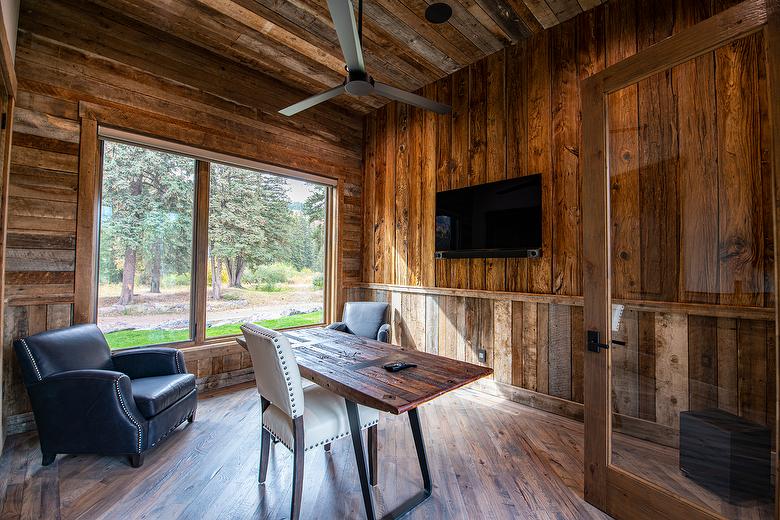 Antique Brown Barnwood Paneling and Ceiling and Mushroomwood