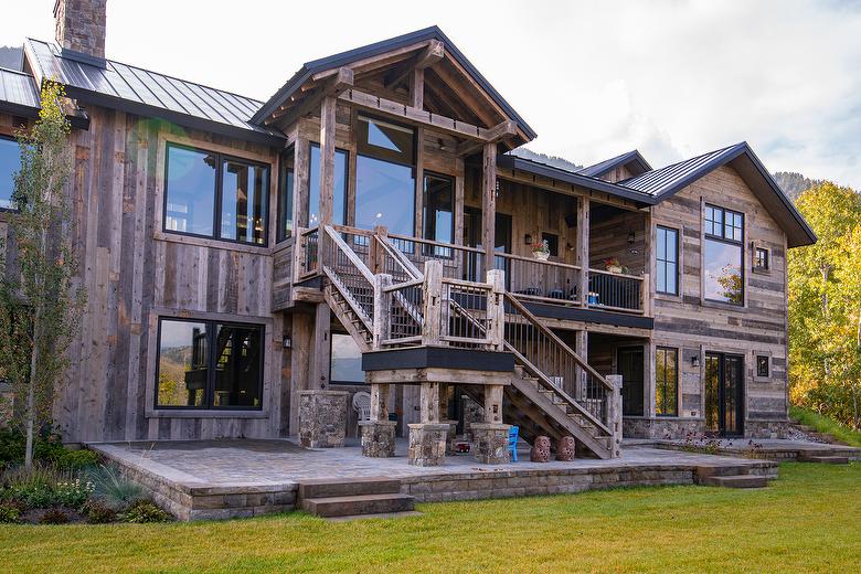 WeatheredBlend Gray Shiplap Siding, WeatheredBlend and Hand-Hewn Timbers