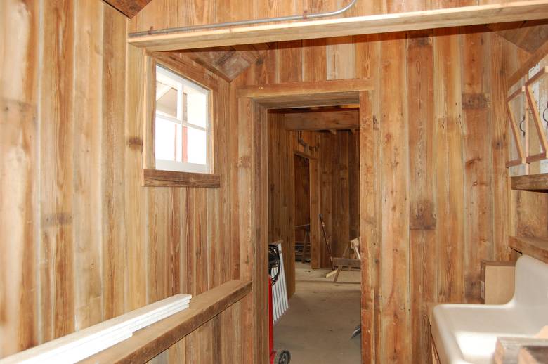 Inside of Milkhouse - 7" Shiplap Brown Smooth