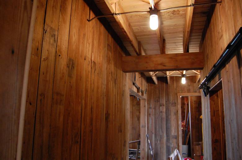 Inside of Milkhouse - 7" Shiplap Brown Smooth