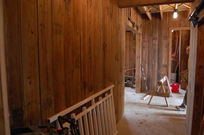 Inside of Milkhouse - 7" Shiplap Brown Smooth