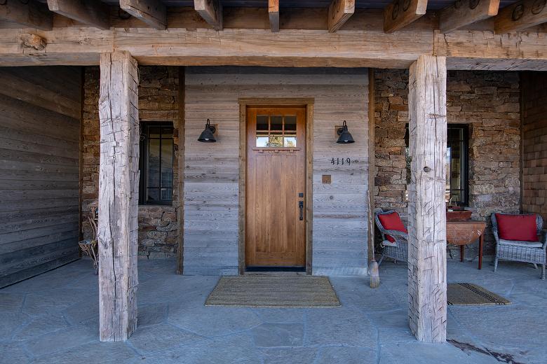 Horizontal Wedge NatureAged Barnwood Siding and Hand-Hewn Timbers