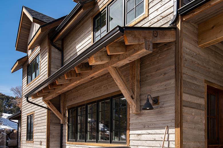 Horizontal Wedge NatureAged Barnwood Siding, Hand-Hewn Timbers, and WeatheredBlend Timbers