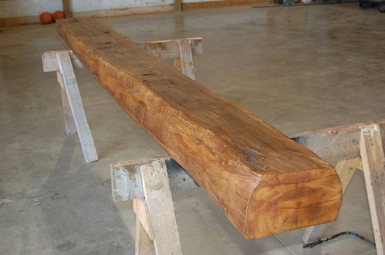 8x10x10' Hand Hewn Oak Sleeper Mantel for approval