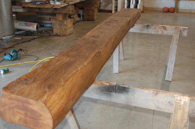 8x10x10' Hand Hewn Oak Sleeper Mantel for approval