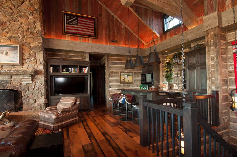 Red Painted Barnwood Ceiling and 1