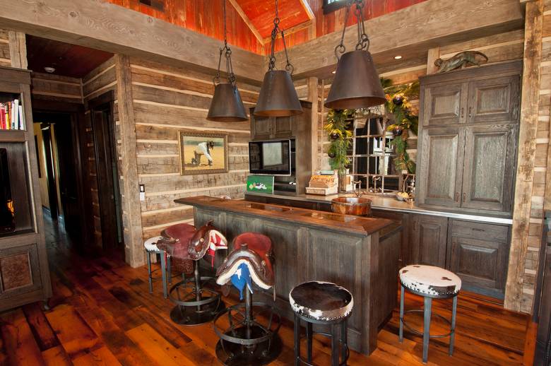 Red Painted Barnwood Ceiling and 1