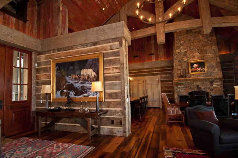 Red Painted Barnwood Ceiling and 1