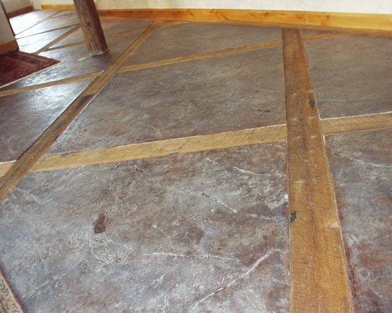 Concrete Floor with Inset Planks / Trestlewood II "Salty Fir" Poles and Circle-Sawn Lumber