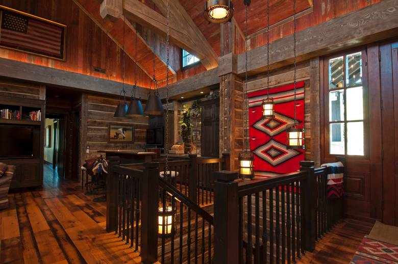 Red Painted Barnwood Ceiling and 1