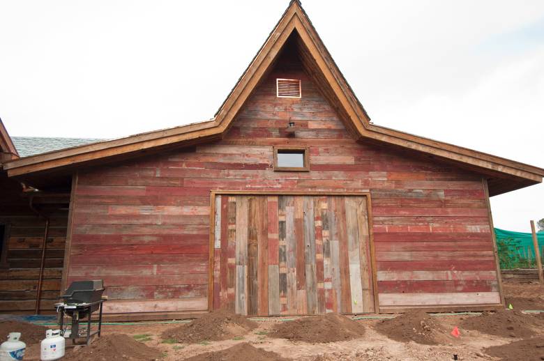 Siding Using Red Painted Barnwood