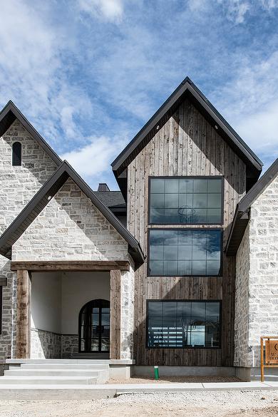 NatureAged Gray Board-to-Board Siding and WeatheredBlend Timbers